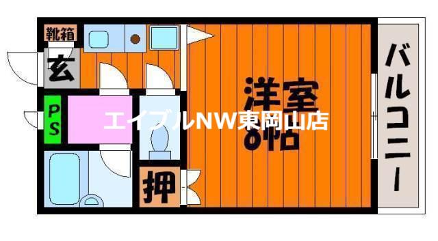 プリメゾン岡山南方(1K/3階)の間取り写真