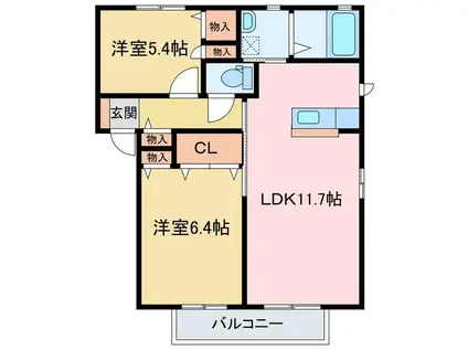 メゾン・ルベンテ(2LDK/2階)の間取り写真