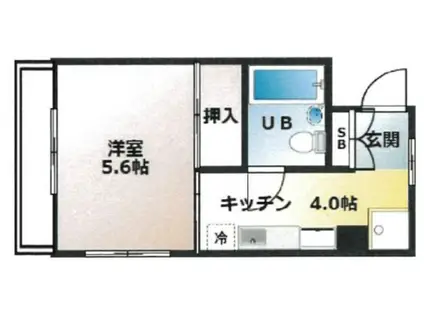 響ビル(1K/2階)の間取り写真