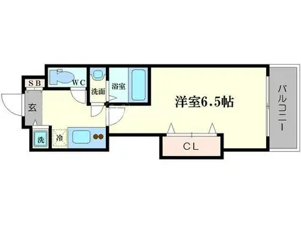 ラグゼ難波西I(1K/3階)の間取り写真