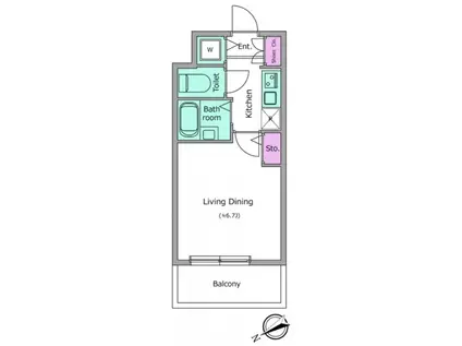 グレイスコート目黒不動前(1K/4階)の間取り写真