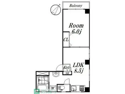 ブランニューウェイヴ(1LDK/3階)の間取り写真