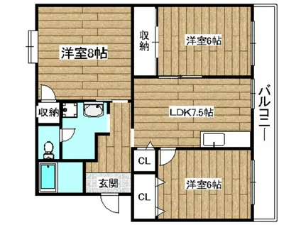 メゾンティックII(3DK/3階)の間取り写真