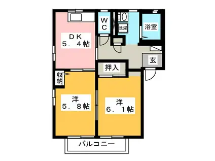 ニアステーション B(2K/1階)の間取り写真