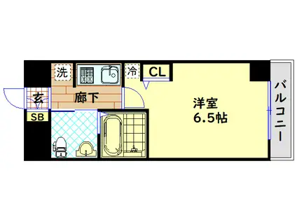 エステムコート難波ウエスト-SIDE IV ザ・フォース(1K/2階)の間取り写真
