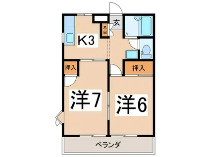 アベニューアルプスA(2K/1階)の間取り写真