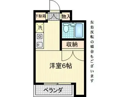 リヴィエール鶴牧(ワンルーム/1階)の間取り写真