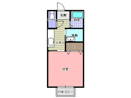 エクレールD(1K/1階)の間取り写真