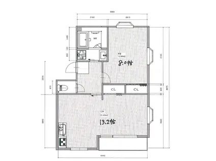 清水マンション(1LDK/3階)の間取り写真