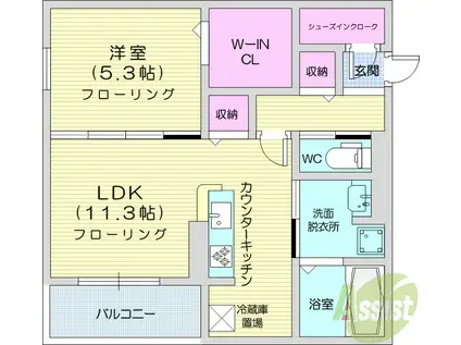 DーROOM泉崎Ⅰ(1LDK/3階)の間取り写真