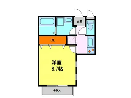 ベル花屋敷(1K/2階)の間取り写真