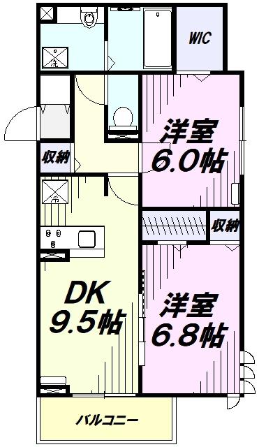 パレスグランディオーサ(2DK/1階)の間取り写真