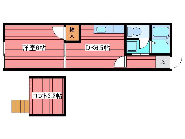 カスティーロ月寒東(1DK/2階)の間取り写真