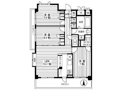 レジデンス富士(3LDK/2階)の間取り写真