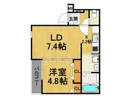 フジパレスJR西宮駅北(1LDK/1階)の間取り写真