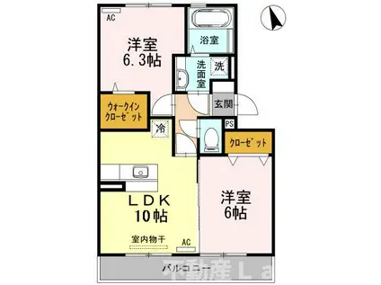 グランソレイユB棟(2LDK/2階)の間取り写真