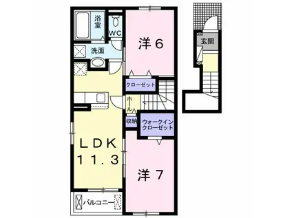 グリーン・ノアII(2LDK/2階)の間取り写真