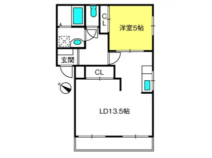 シャトー栗原2(1LDK/1階)の間取り写真
