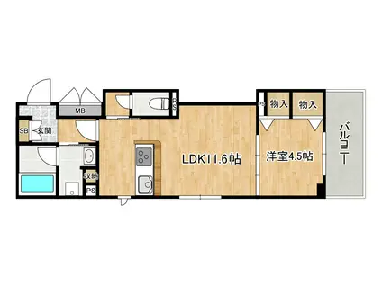 シャーメゾン ド ネージュ(1LDK/2階)の間取り写真