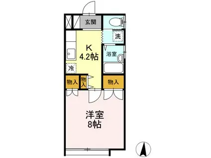 コーポ504(1K/1階)の間取り写真
