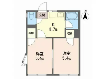 プラザ菊池(2K/1階)の間取り写真