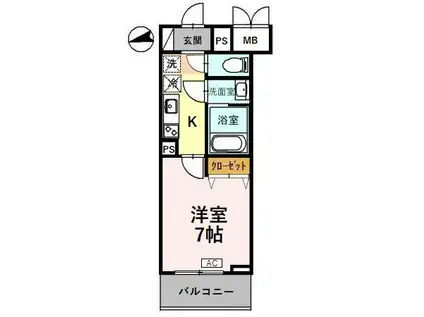 アクアリウス(1K/1階)の間取り写真