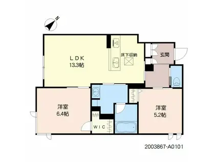 ラ・リジエール(2LDK/1階)の間取り写真