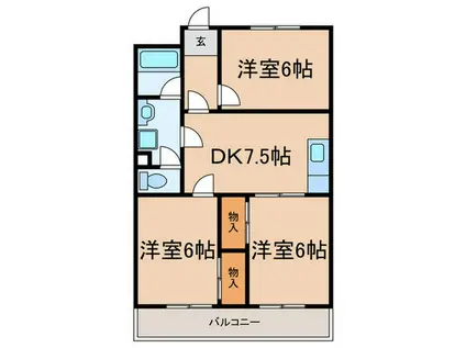 レジデンス第2梅坪(3DK/4階)の間取り写真