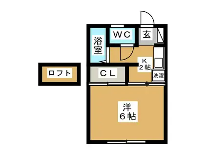リバーサイドU(1K/1階)の間取り写真
