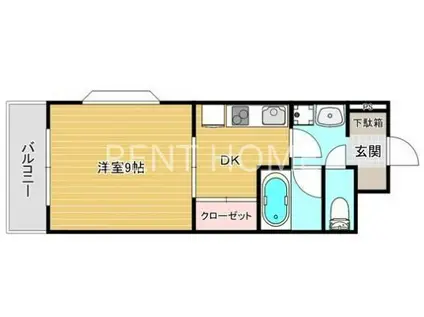 サンオークスマンション(1DK/3階)の間取り写真