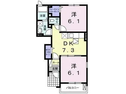 リブラ リバーサイドI(2DK/1階)の間取り写真