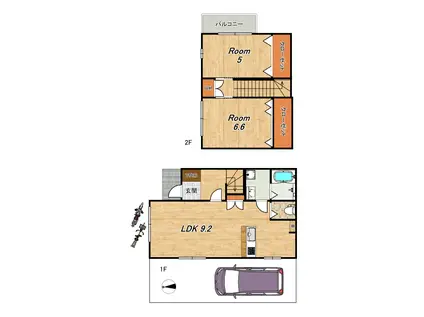 常盤村ノ内町8-88テラスハウス(2LDK/1階)の間取り写真