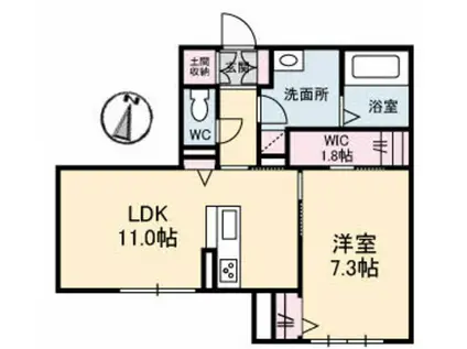 シャーメゾン桜III(1LDK/1階)の間取り写真
