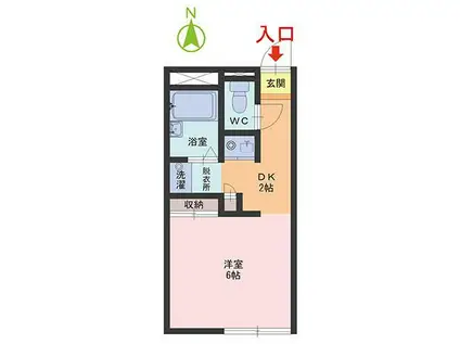 CREST(1DK/2階)の間取り写真