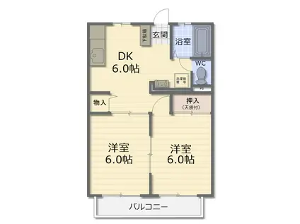 クレストハイツ(2DK/1階)の間取り写真