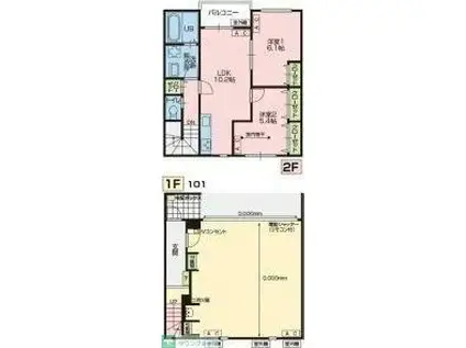 GARAGE上中野(2LDK/1階)の間取り写真