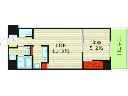 ONEOONE内代(1LDK/2階)の間取り写真