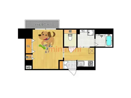 コートドール高槻(1K/6階)の間取り写真