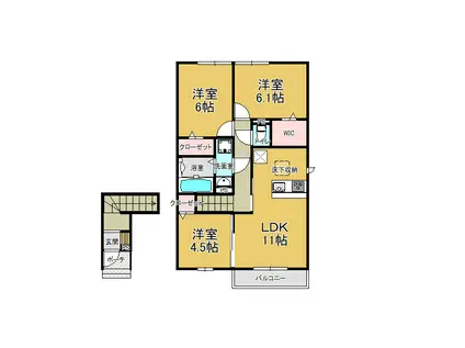 クレストIII A棟(3LDK/2階)の間取り写真