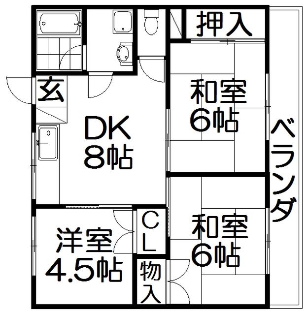 コーポラス美光(3DK/4階)の間取り写真
