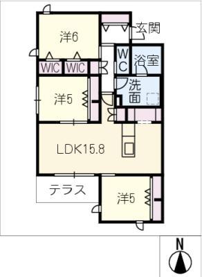 グランヴィラ社台(3LDK/1階)の間取り写真