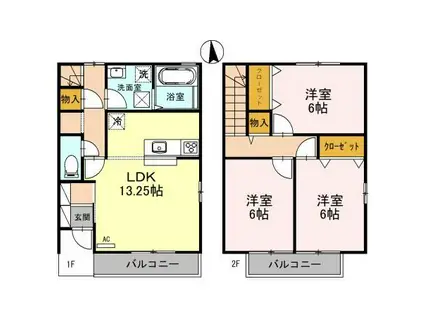 コンフォート24(3LDK/1階)の間取り写真