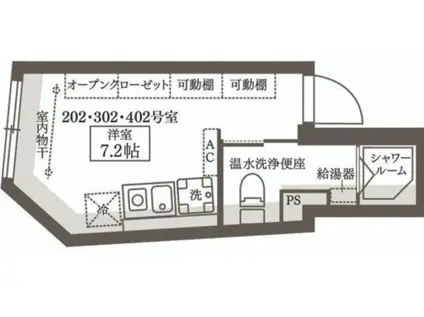 COCOCUBE高円寺II(ワンルーム/2階)の間取り写真