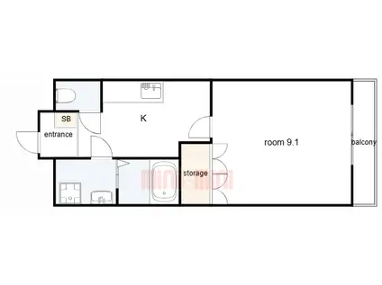 パレスシーサイド(1K/1階)の間取り写真