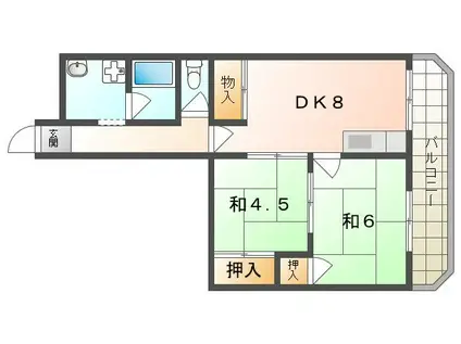 ホープビラ(2DK/2階)の間取り写真