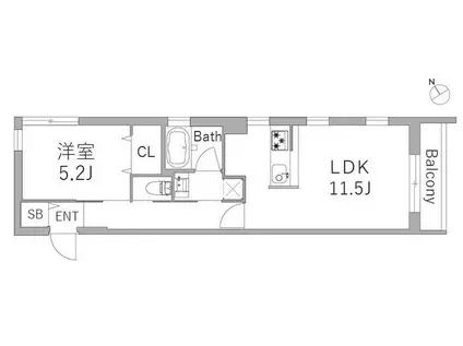 GRANDUO代田(1LDK/2階)の間取り写真