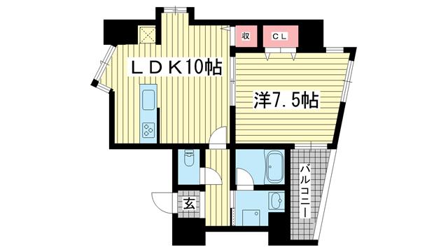 メゾン・ヌーベル新神戸(1LDK/7階)の間取り写真