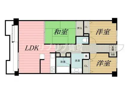ファインビュー千葉(3LDK/3階)の間取り写真