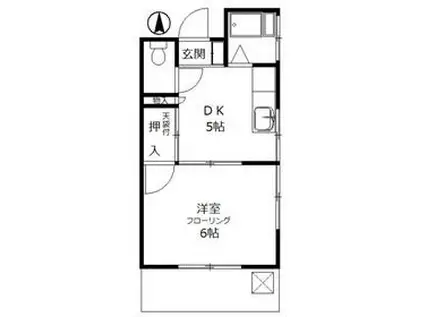 伸和荘(1DK/1階)の間取り写真