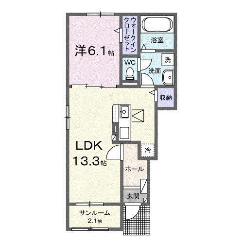 アンフィニ リアン(1LDK/1階)の間取り写真